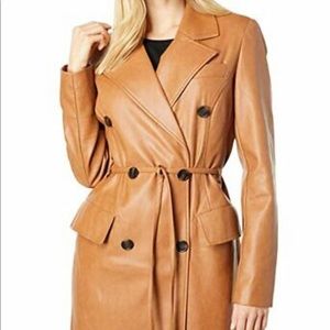 faux leather trench coat